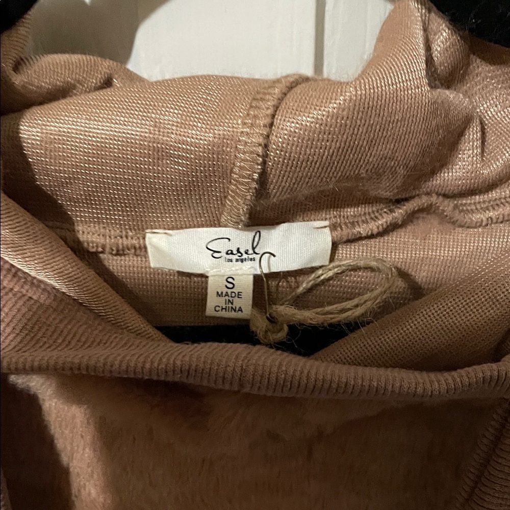 Easel Tan Fuzzy Hoodie Sweatshirt - Picture 2 of 13